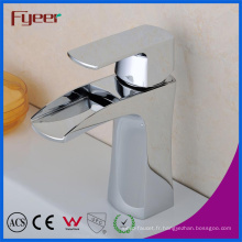 Fyeer Chrome Plaqué Simple Cascade Mitigeur Lavabo En Laiton Robinet Mélangeur D&#39;eau Wasserhahn